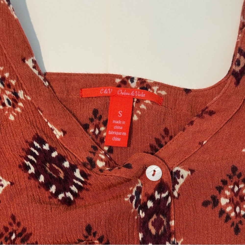 Chelsea & Violet Boho Rust Patterned Top - Picture 5 of 6